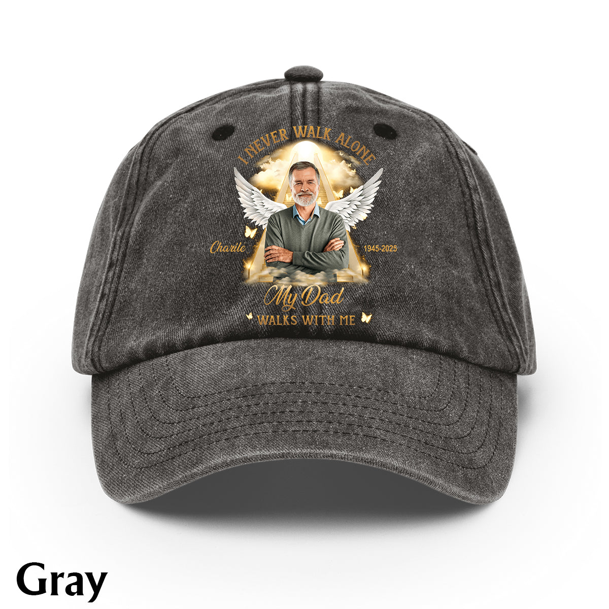 Ich gehe niemals allein – Personalisierte Gedenk-Jeanskappe