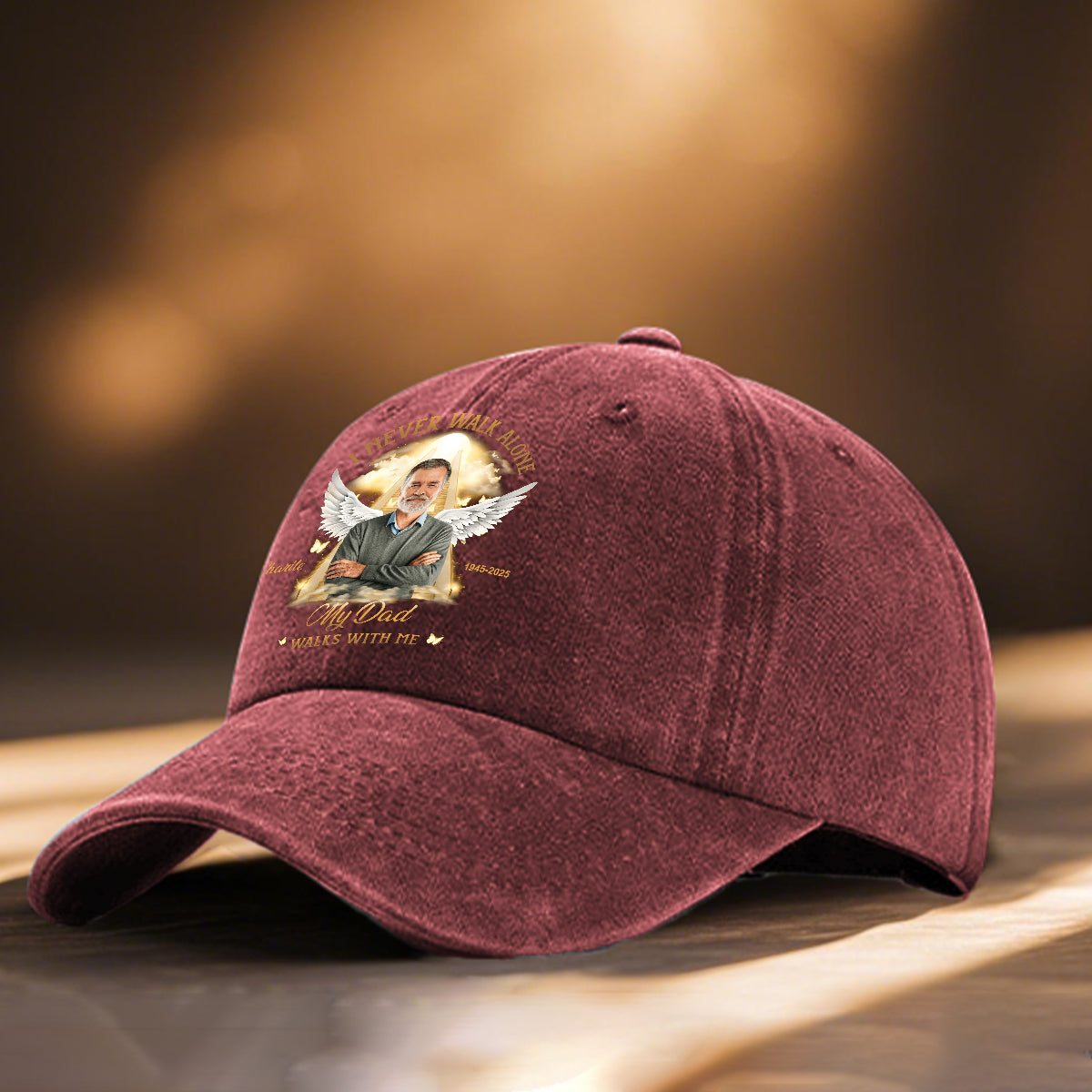 Ich gehe niemals allein – Personalisierte Gedenk-Jeanskappe