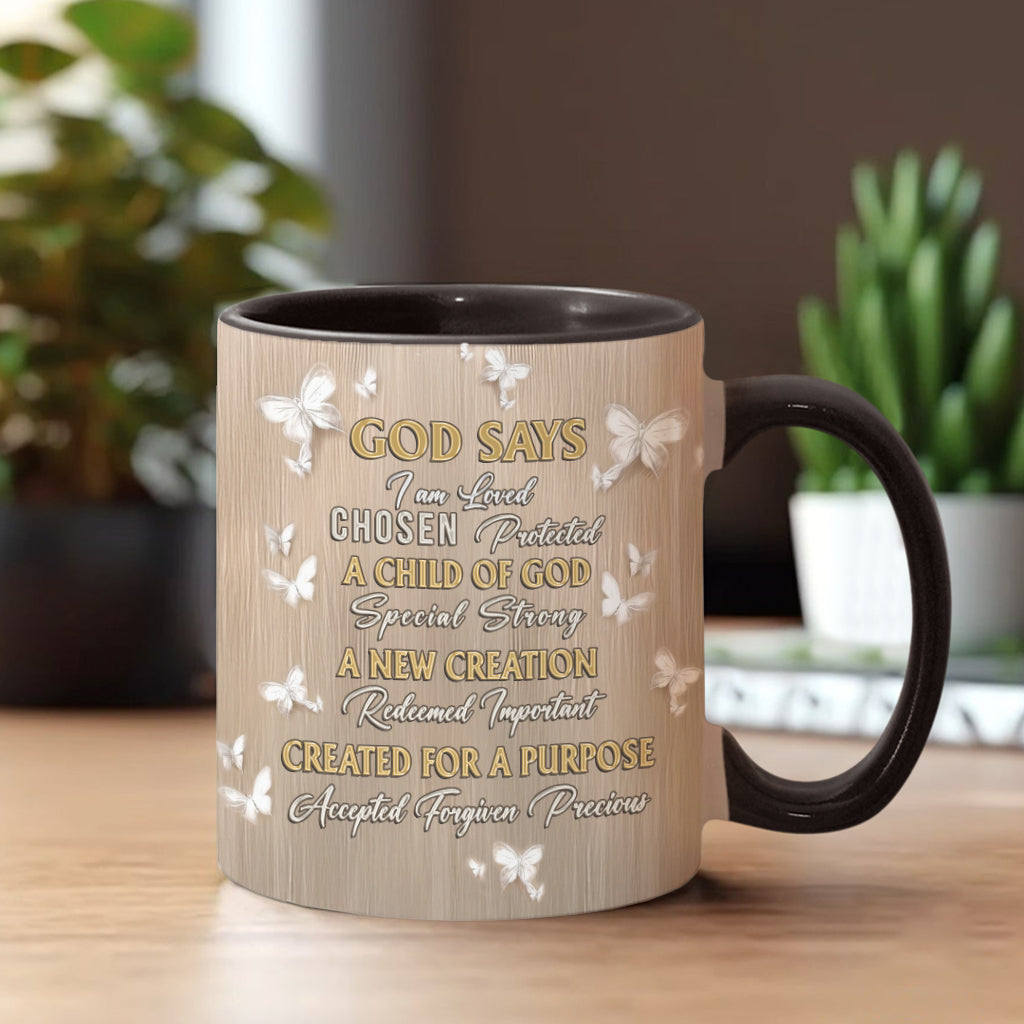 Gott sagt, ich bin ein Krieger – Personalisierte Tasse mit christlichem Akzent