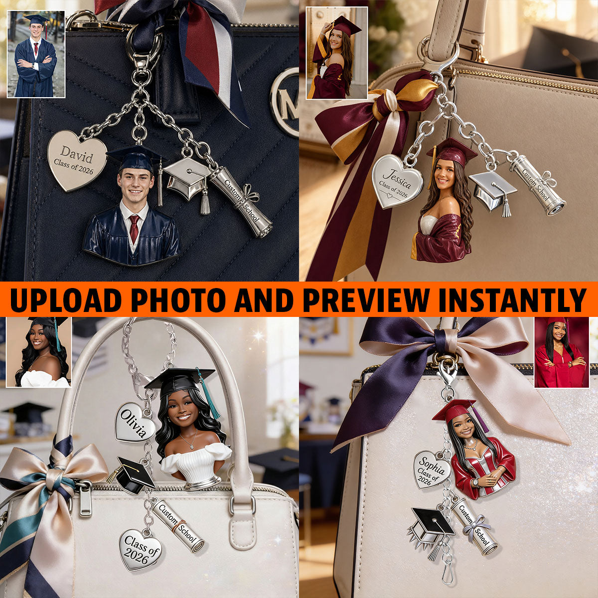 Abschlussklasse 2026 - Personalisierte Abschluss-Dangle Charms