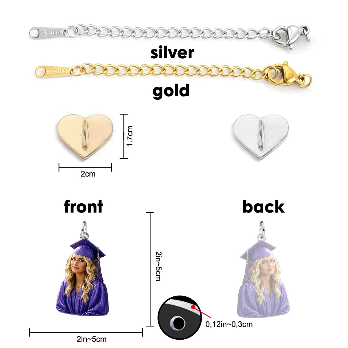 Abschlussklasse 2026 - Personalisierte Abschluss-Dangle Charms