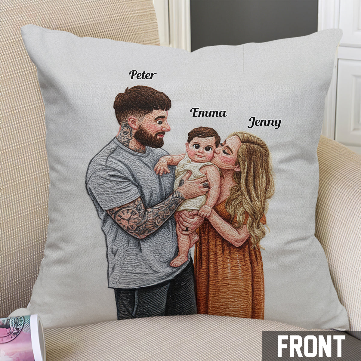 Upload Family Photo - Personalized Family Throw Pillow