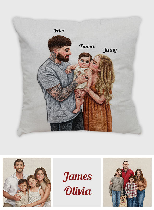 Upload Family Photo - Personalized Family Throw Pillow