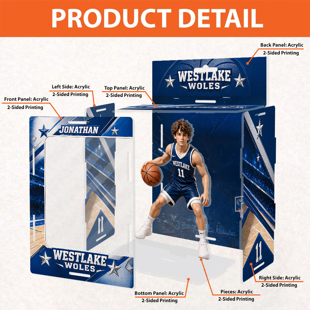 Benutzerdefinierter Sport - Personalisierte Basketball-Acryl-Displaybox