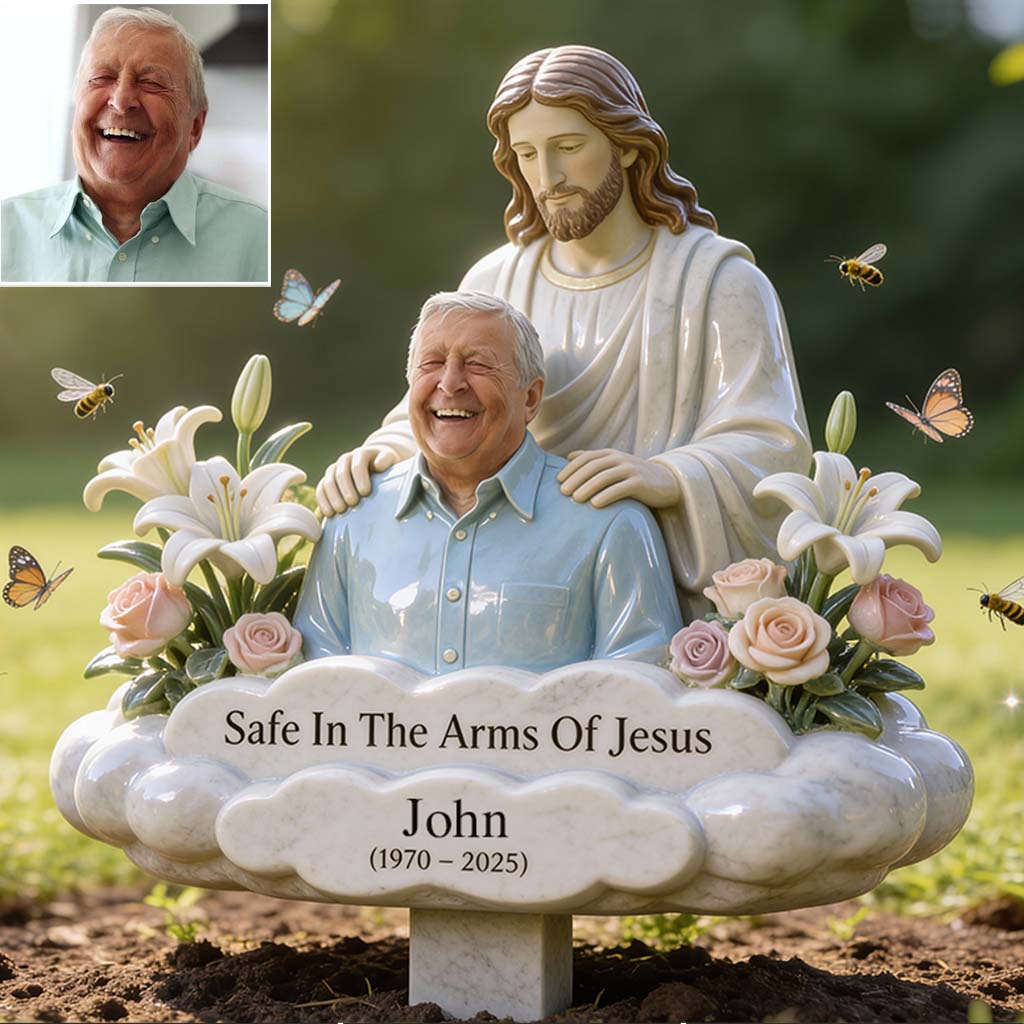Memorial Gift, Safe In The Arms Of Jesus - Personalized Memorial Acrylic Garden Sign/ Acrylic Plaque Sign