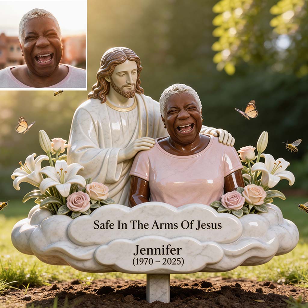 Memorial Gift, Safe In The Arms Of Jesus - Personalized Memorial Acrylic Garden Sign/ Acrylic Plaque Sign