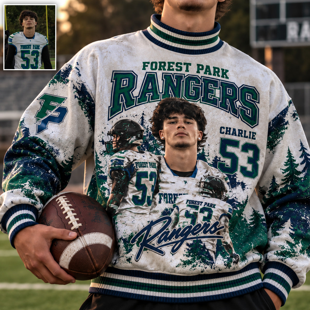College Football Team - Personalized Football Mock Neck Sweatshirt