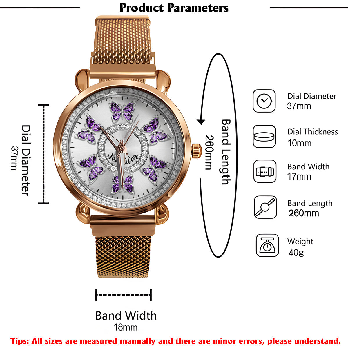 Schmetterlinge lieben – Personalisierte Schmetterlings-Damenuhr 