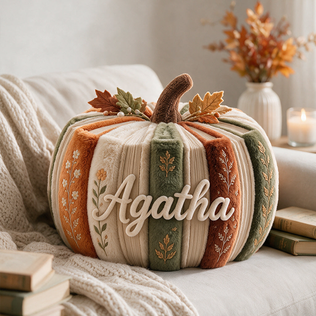 Book Pumpkin - Personalized Book Premium Faux Fur Pillow