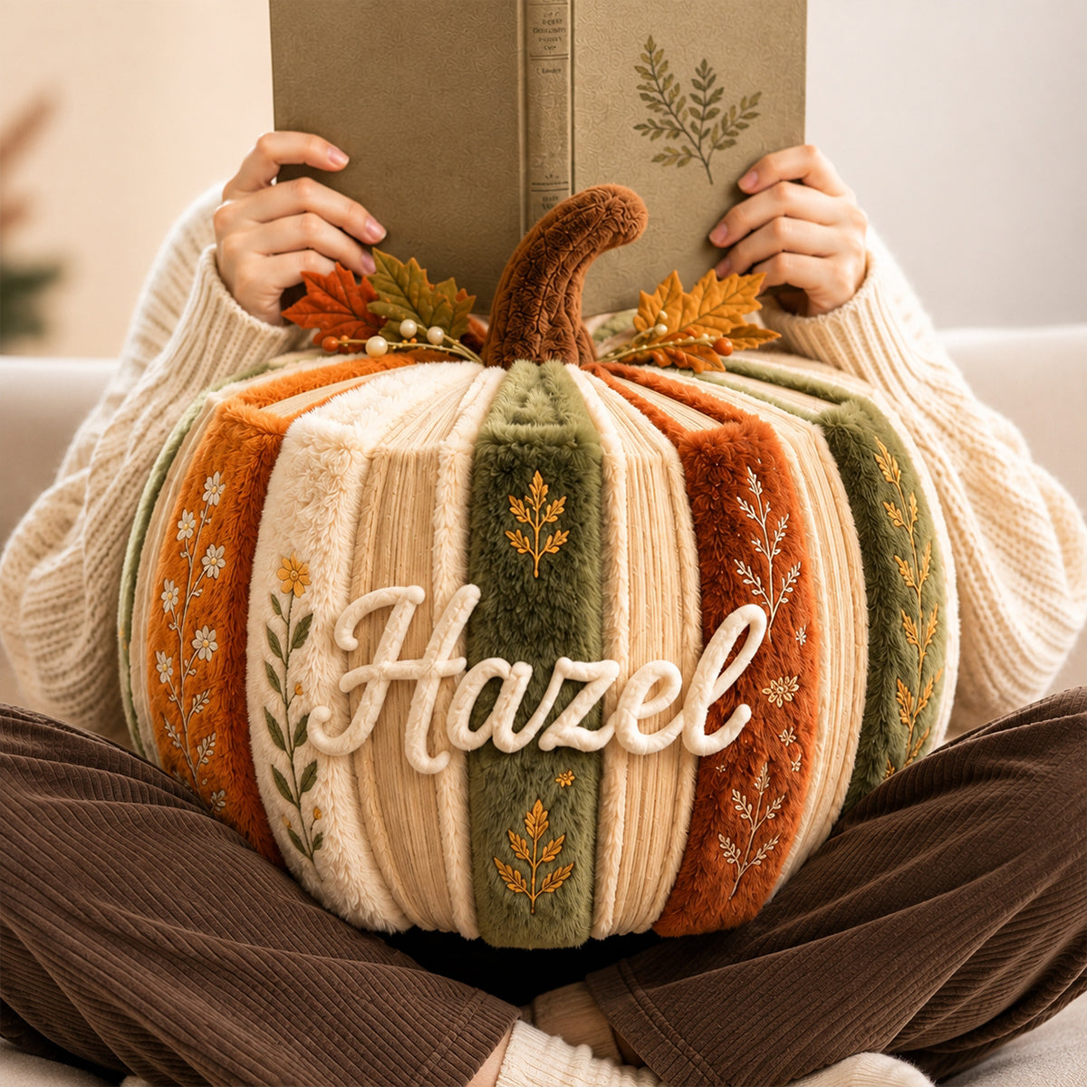 Book Pumpkin - Personalized Book Premium Faux Fur Pillow