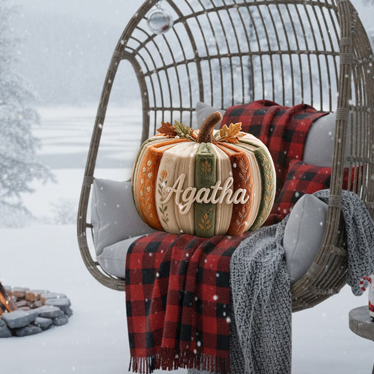 Book Pumpkin - Personalized Book Premium Faux Fur Pillow
