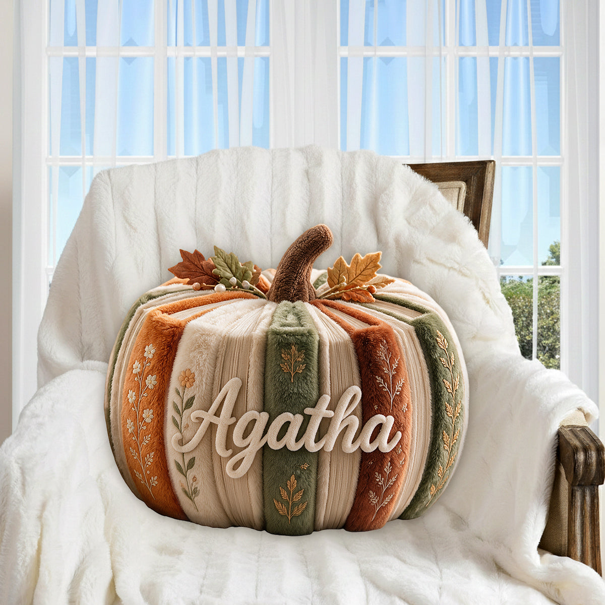 Book Pumpkin - Personalized Book Premium Faux Fur Pillow