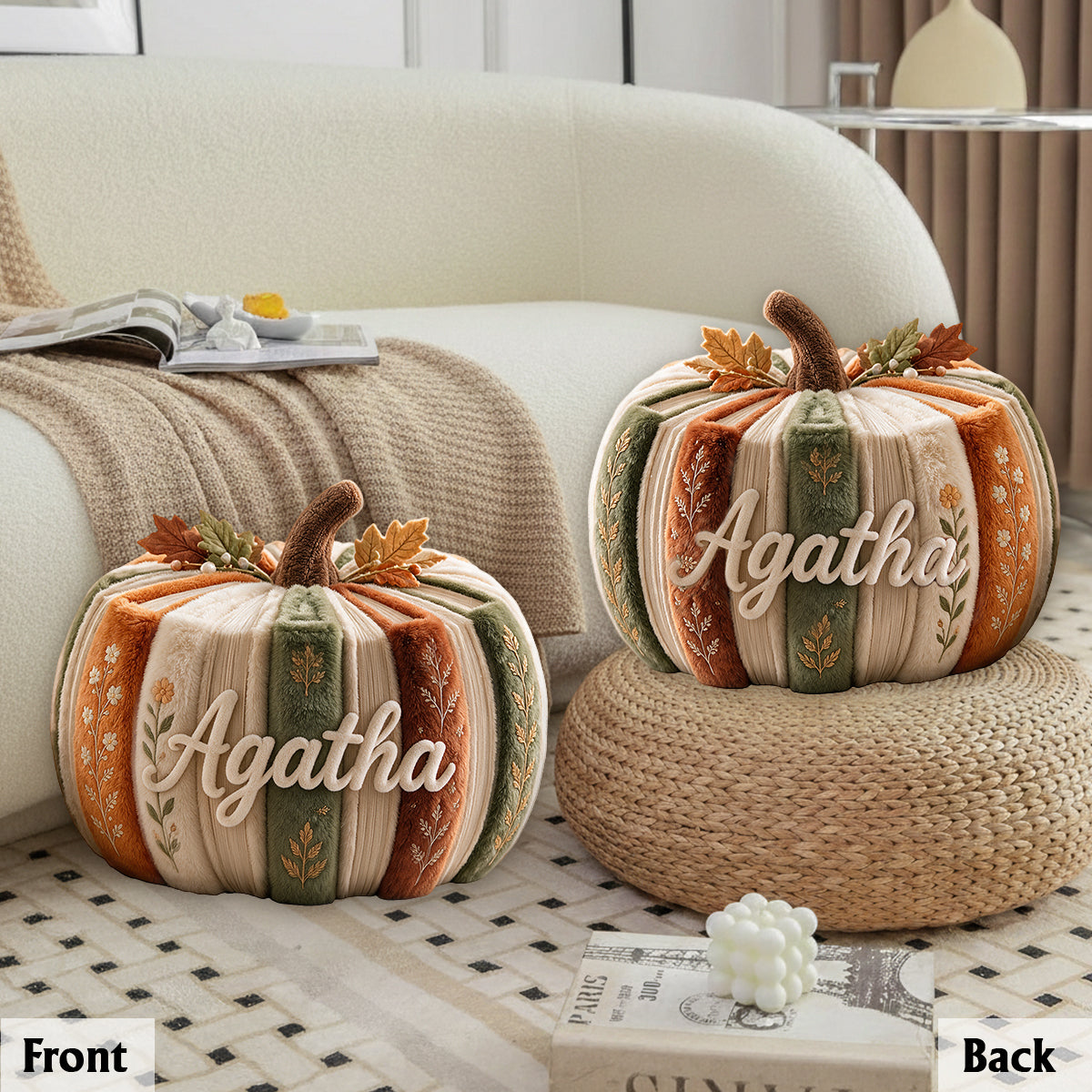 Book Pumpkin - Personalized Book Premium Faux Fur Pillow