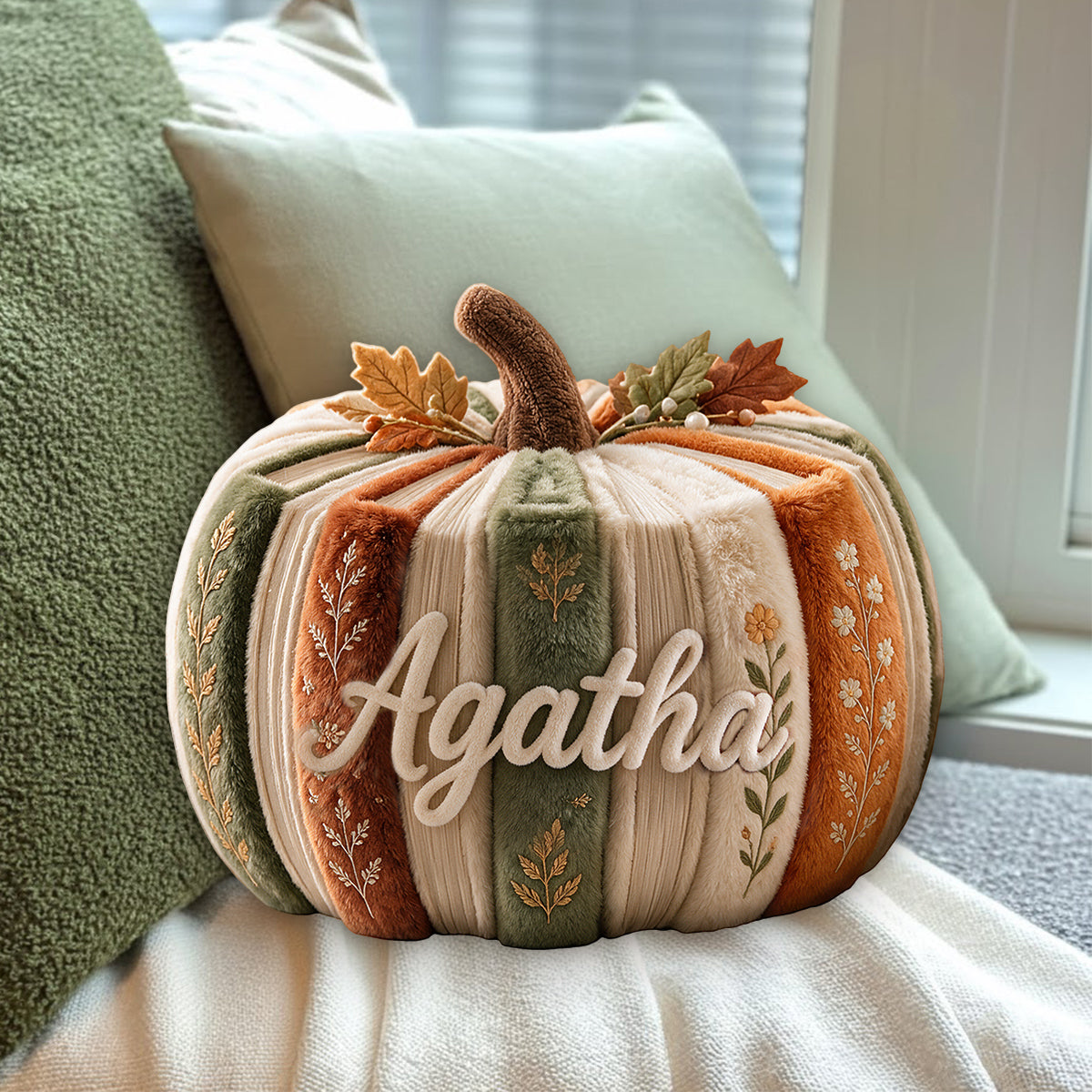 Book Pumpkin - Personalized Book Premium Faux Fur Pillow