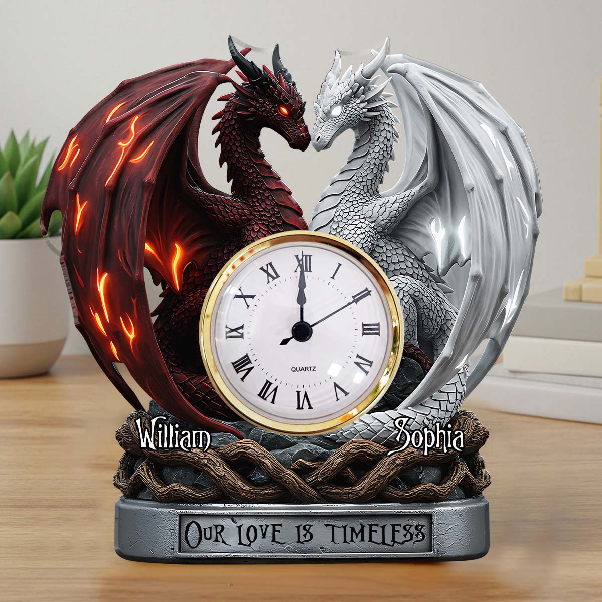 Unsere Liebe ist zeitlos – Personalisierte Acryl-Uhrplakette für Paare