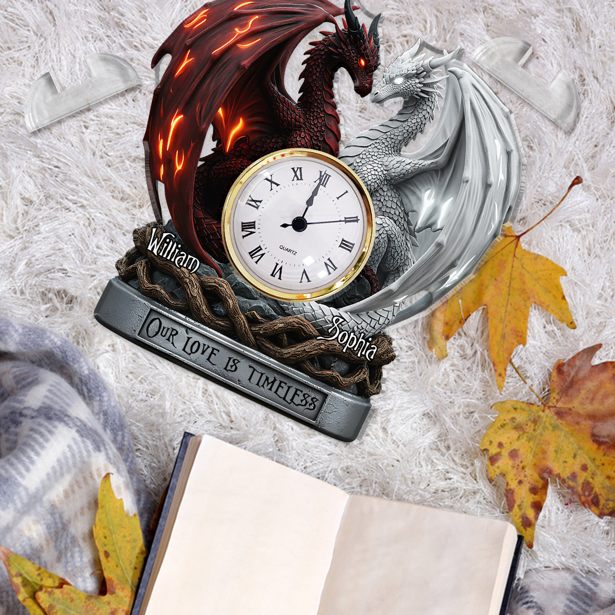 Unsere Liebe ist zeitlos – Personalisierte Acryl-Uhrplakette für Paare