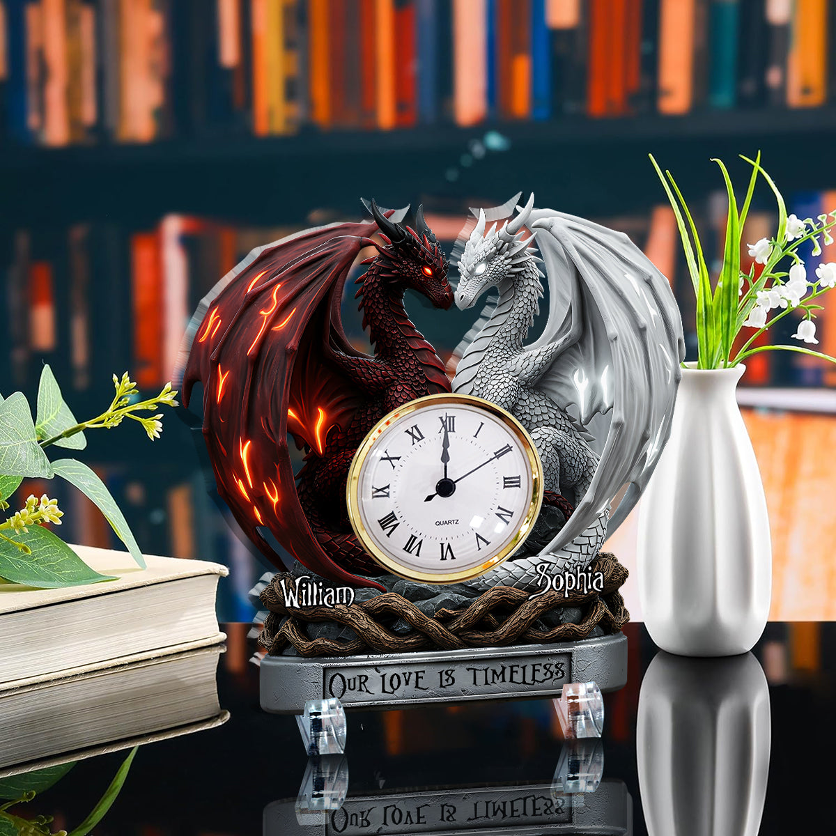 Unsere Liebe ist zeitlos – Personalisierte Acryl-Uhrplakette für Paare