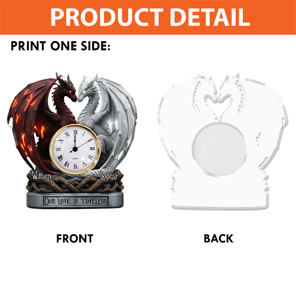 Unsere Liebe ist zeitlos – Personalisierte Acryl-Uhrplakette für Paare