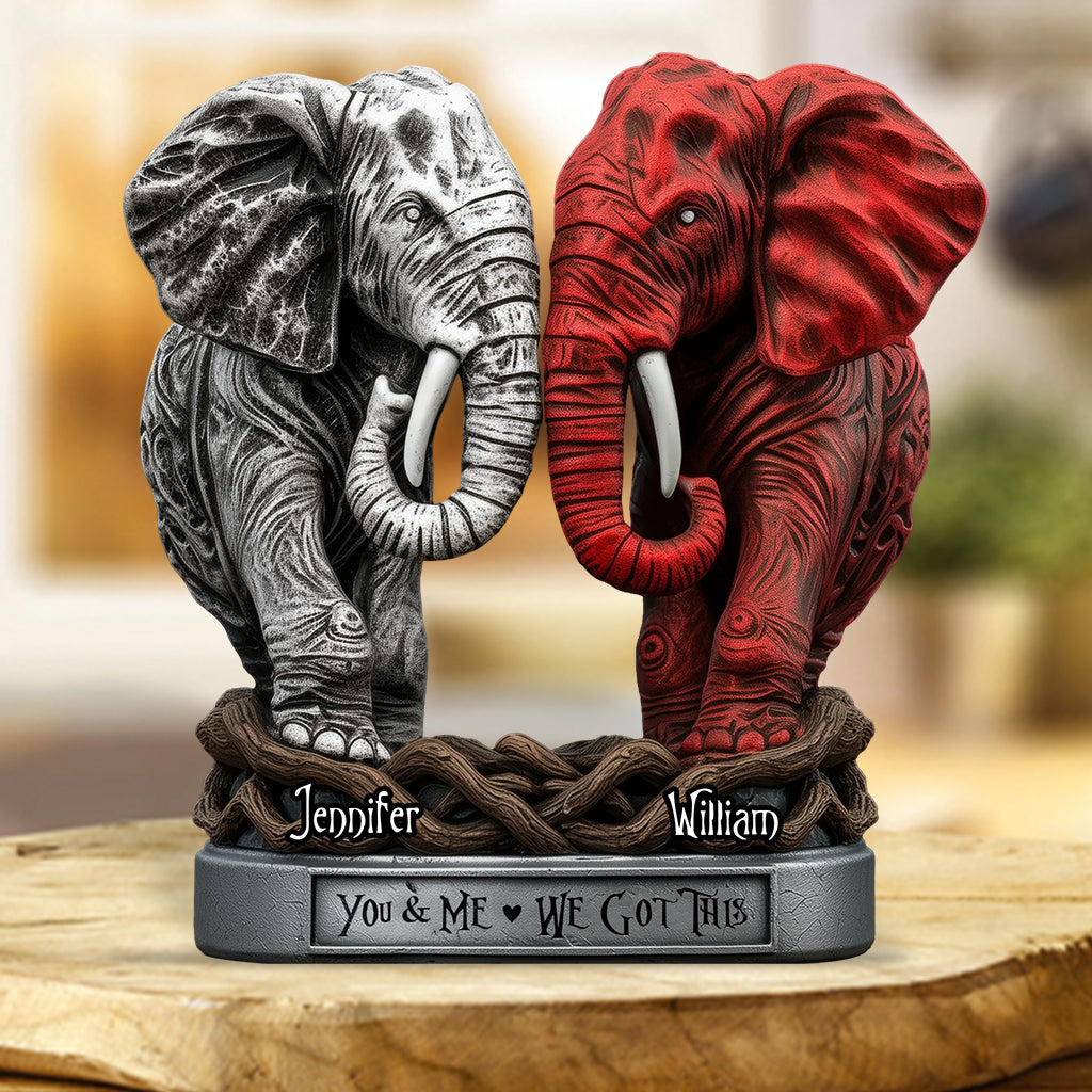 You & Me - Personalized Elephant Custom Shaped Acrylic Plaque