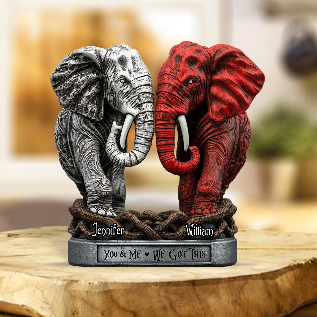 You & Me - Personalized Elephant Custom Shaped Acrylic Plaque