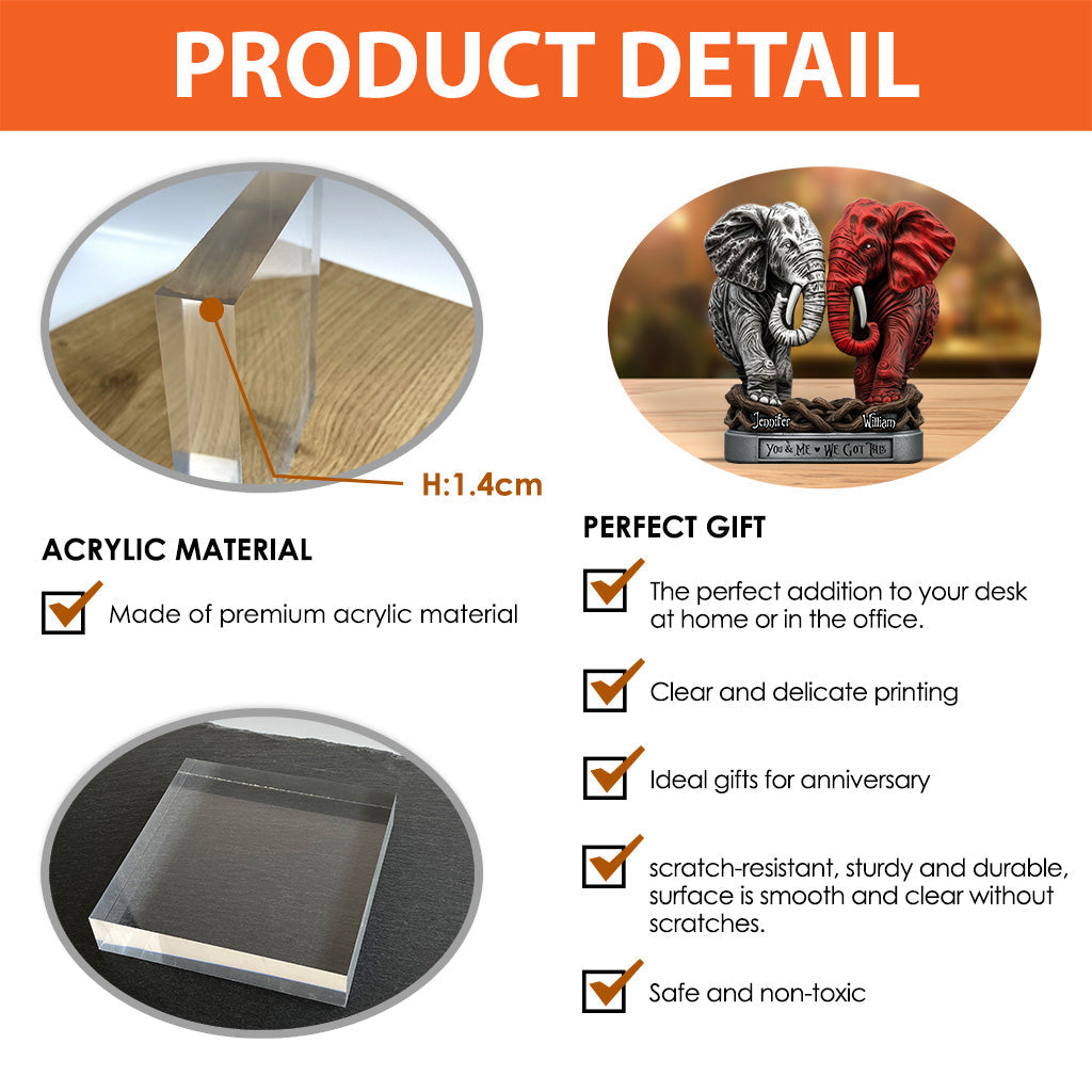 You & Me - Personalized Elephant Custom Shaped Acrylic Plaque