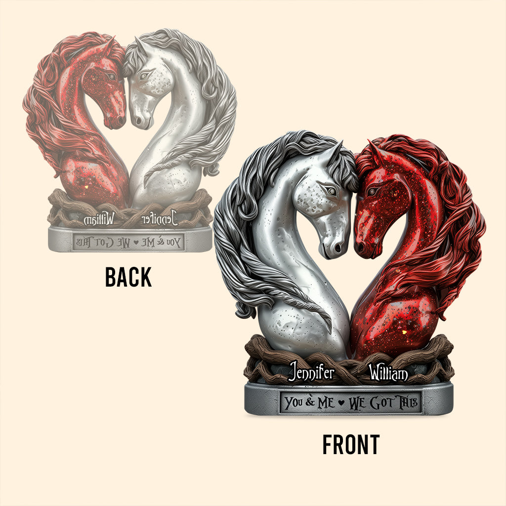 Du & Ich – Personalisierte Acrylplakette in Pferdeform
