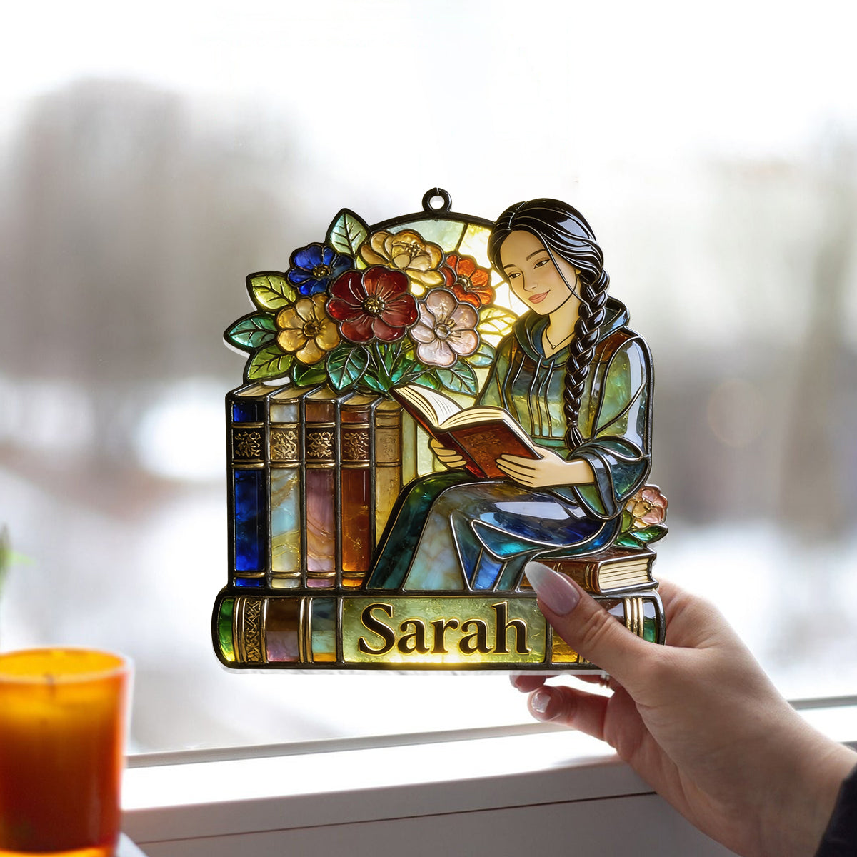 Just A Girl Who Loves Books - Personalized Book Window Hanging Suncatcher Ornament