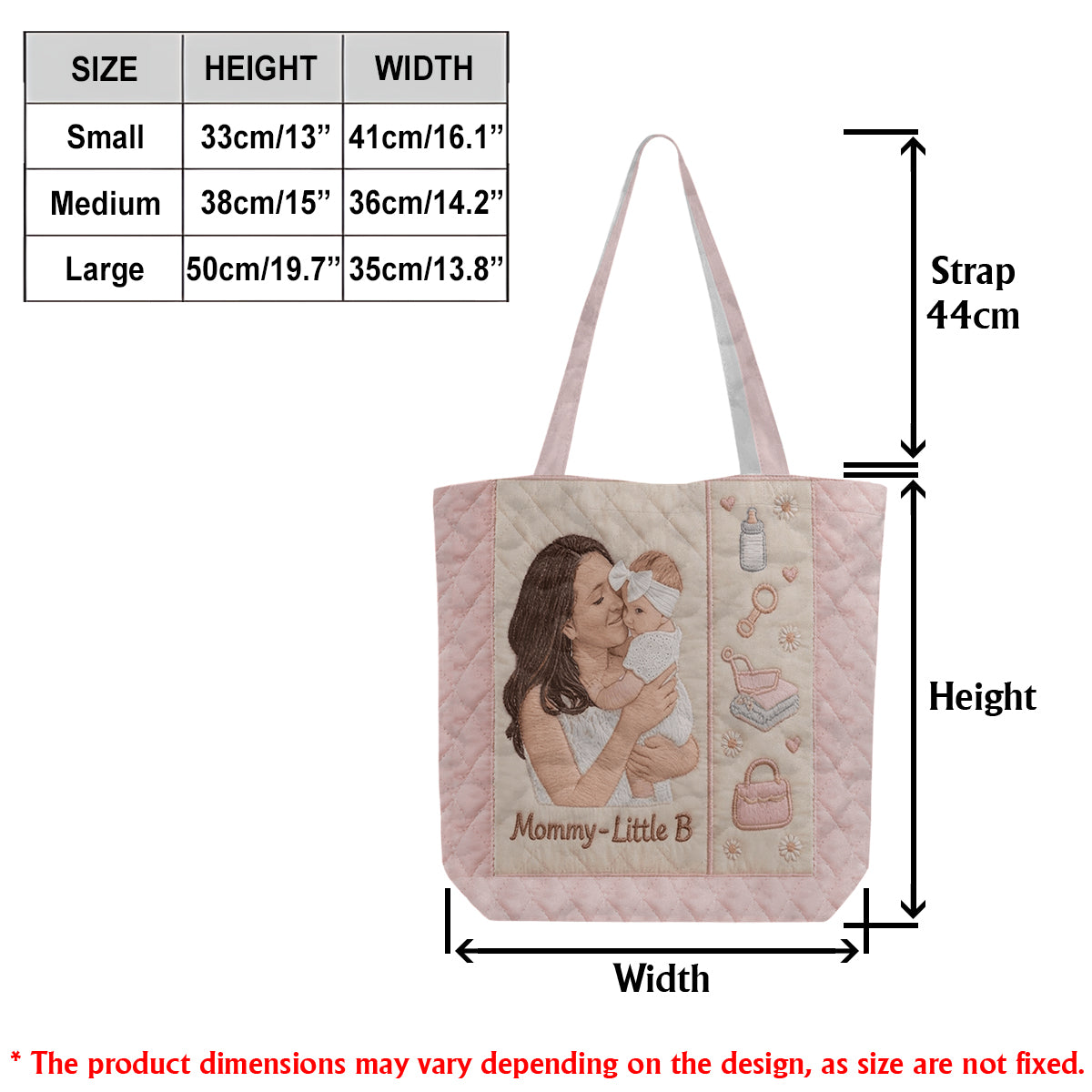 Mom And Baby - 1st Mother's Day Gifts - Personalized Mother Quilted Tote Bag