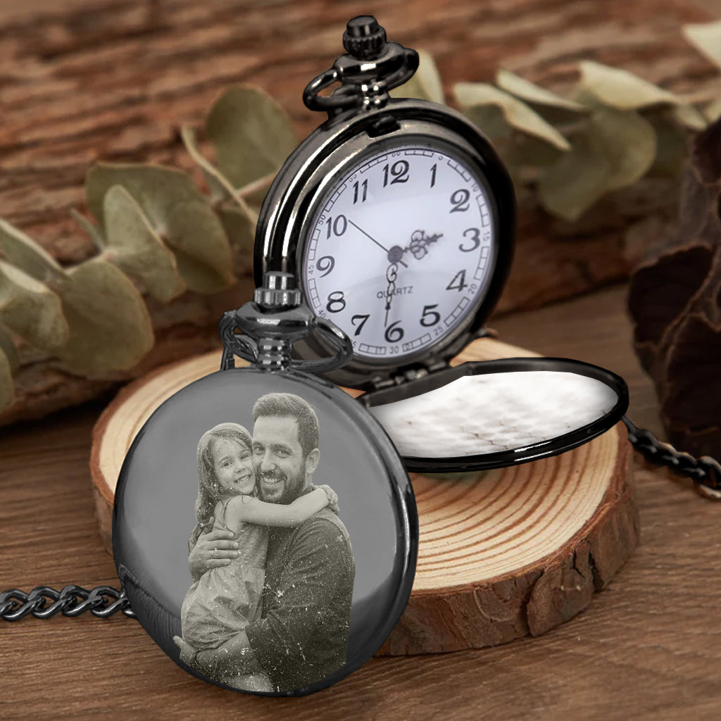 Papa, du wirst immer mein Held sein – Personalisierte Taschenuhr für Väter