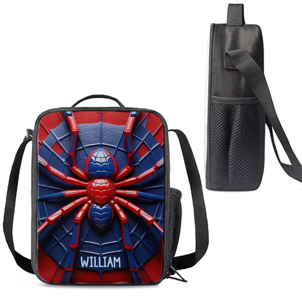 Spider - Personalisierter Kinderrucksack, Lunchtasche, Federmäppchen-Set