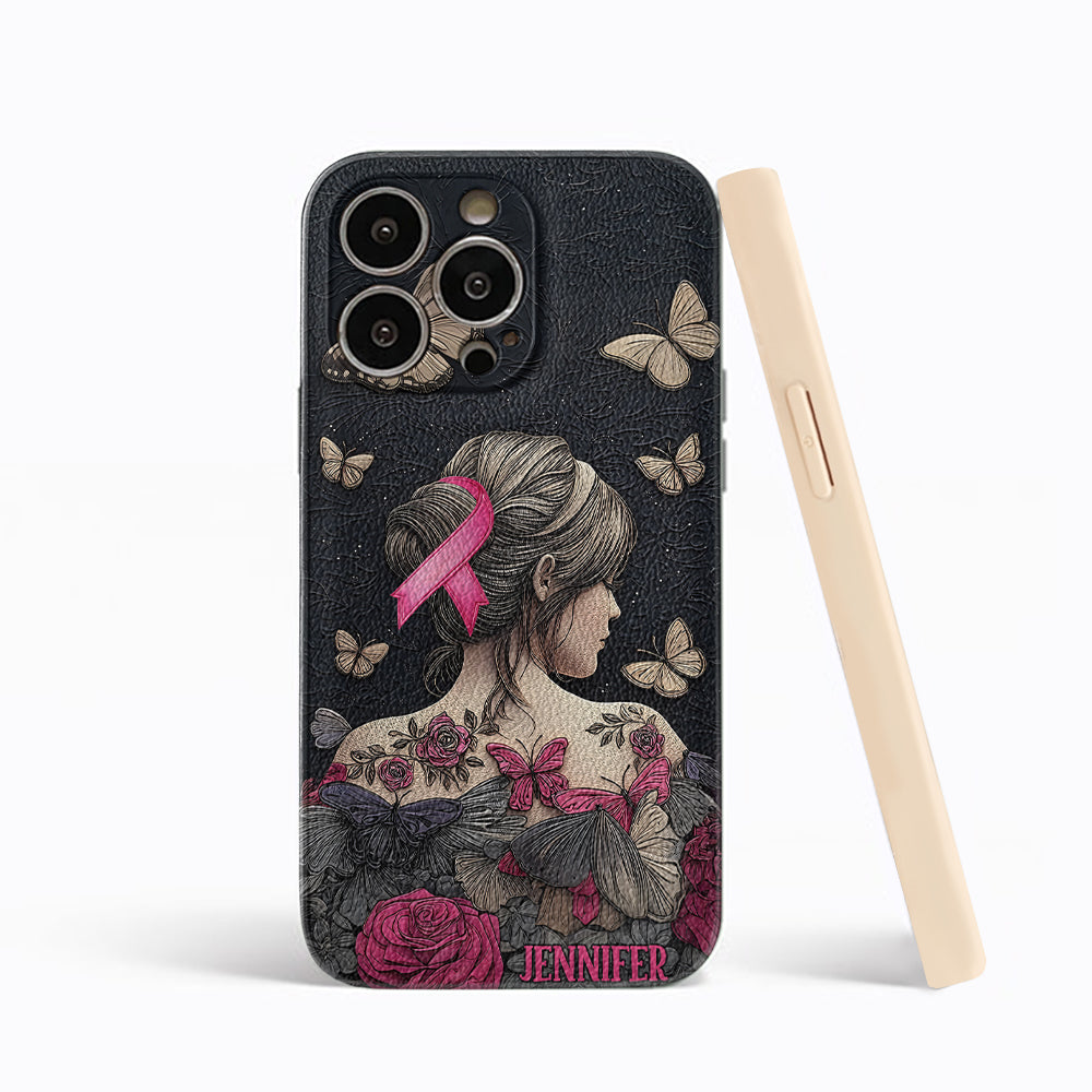 Breast Cancer Awareness - Personalized Breast Cancer Awareness Leather Phone Case