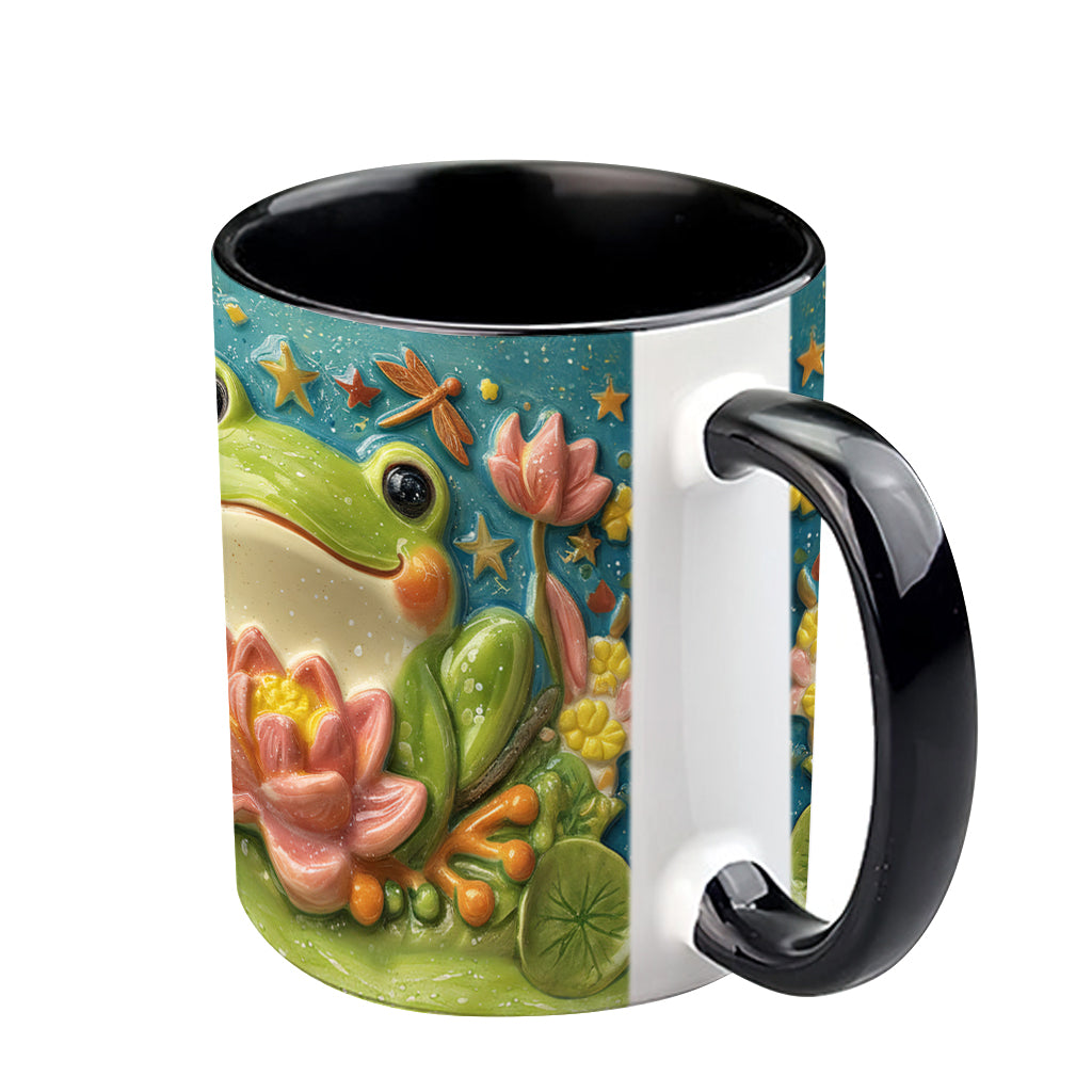 Niedlicher Frosch und Lotus - Personalisierte Tasse mit Froschmotiv