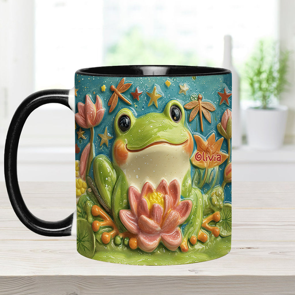 Niedlicher Frosch und Lotus - Personalisierte Tasse mit Froschmotiv