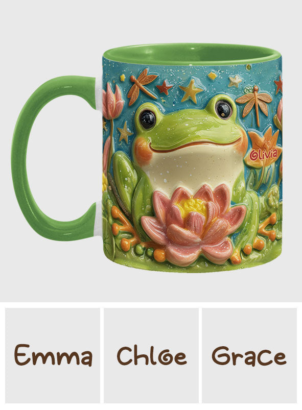 Niedlicher Frosch und Lotus - Personalisierte Tasse mit Froschmotiv