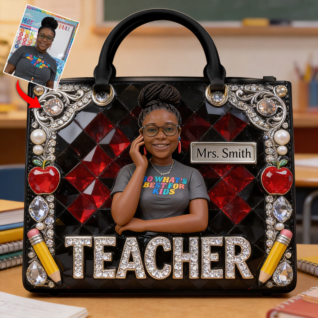 Custom Any Photo Gift For Teacher/Educator - Personalized Teacher Leather Handbag