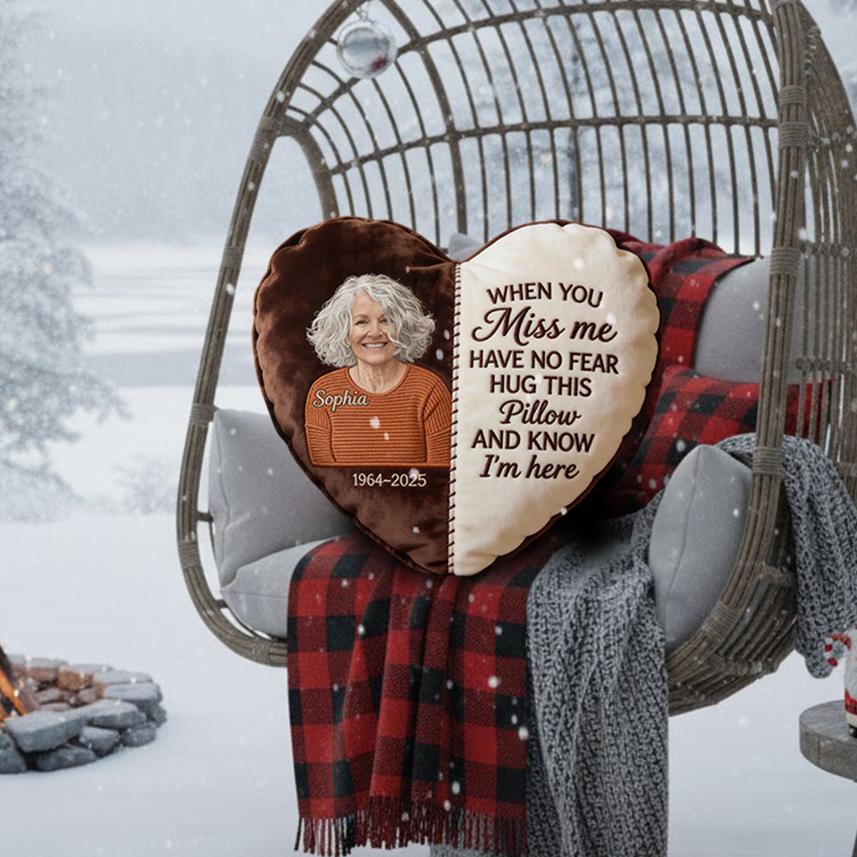 In Loving Memory - Personalized Memorial Faux Fur Shaped Pillow