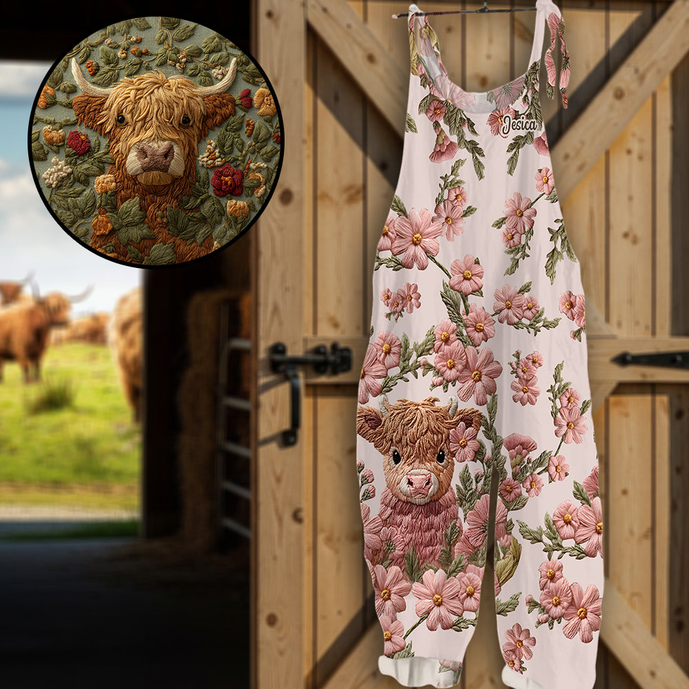 Adorable Highland Cow - Personalized Highland Cow Loose-Fit Overalls/ Rompers