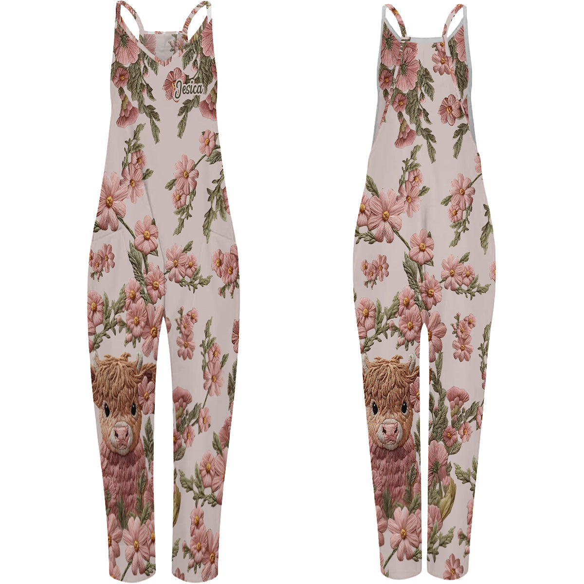 Adorable Highland Cow - Personalized Highland Cow Loose-Fit Overalls/ Rompers