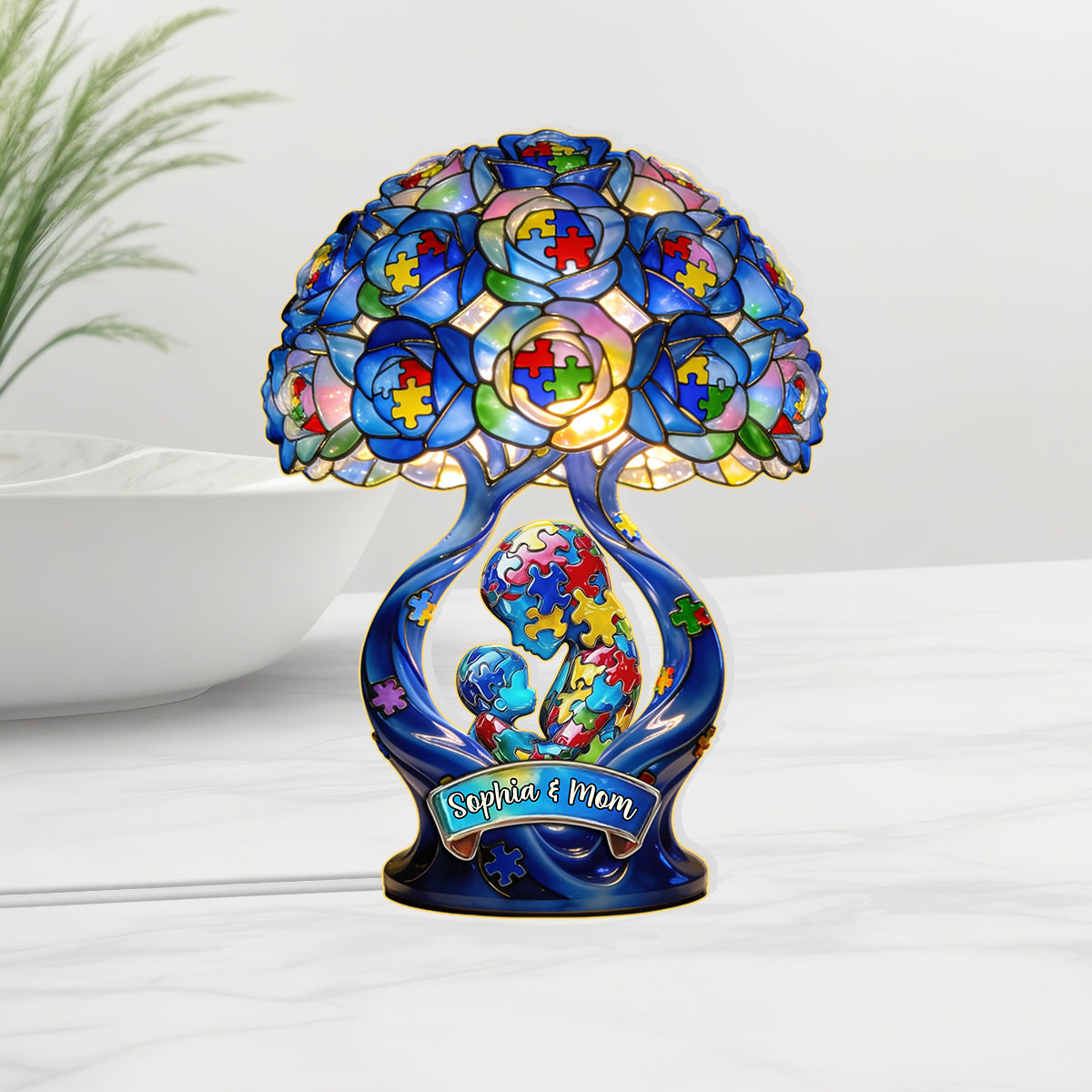 Starke Mama – Das beste Geschenk für Mütter: Personalisierte LED-Nachtleuchte aus Acryl zur Sensibilisierung für Autismus