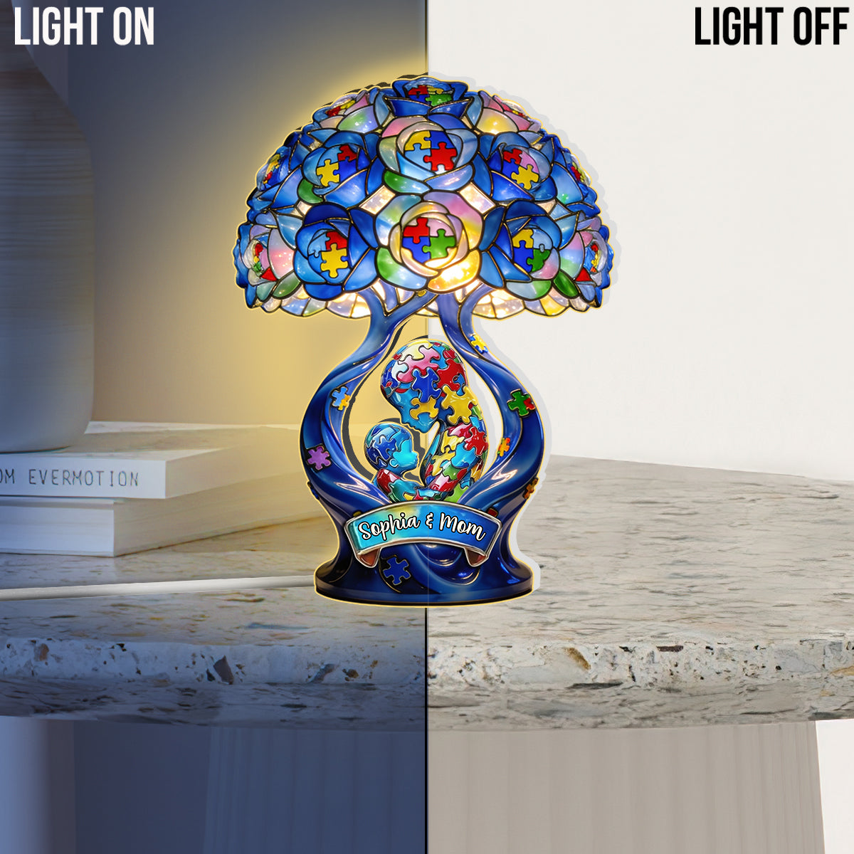 Starke Mama – Das beste Geschenk für Mütter: Personalisierte LED-Nachtleuchte aus Acryl zur Sensibilisierung für Autismus