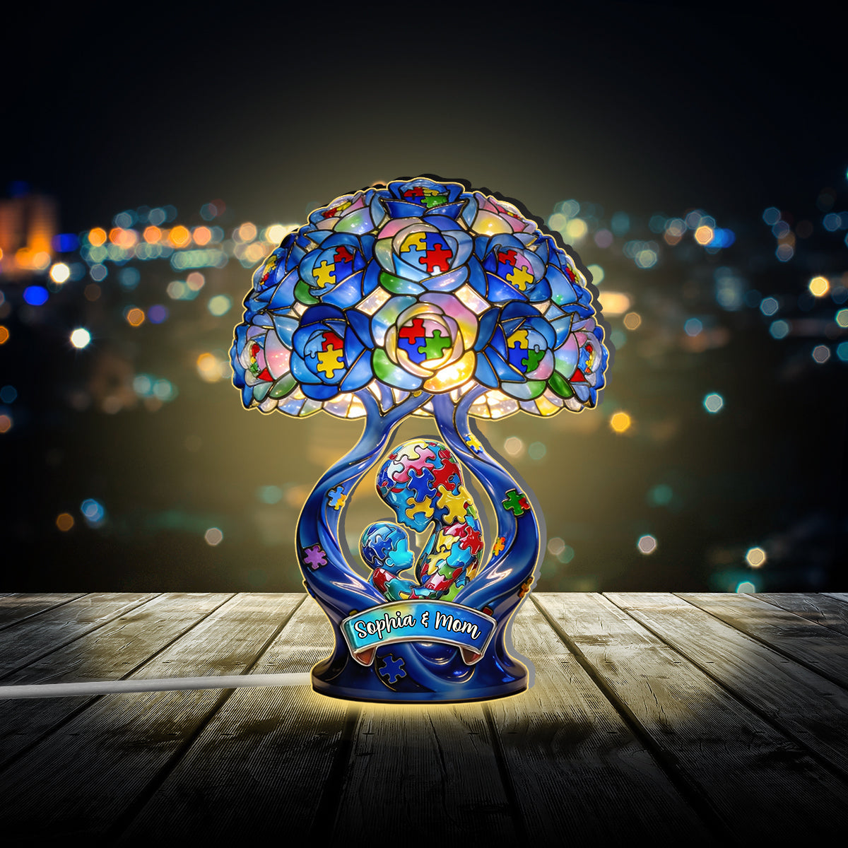 Starke Mama – Das beste Geschenk für Mütter: Personalisierte LED-Nachtleuchte aus Acryl zur Sensibilisierung für Autismus
