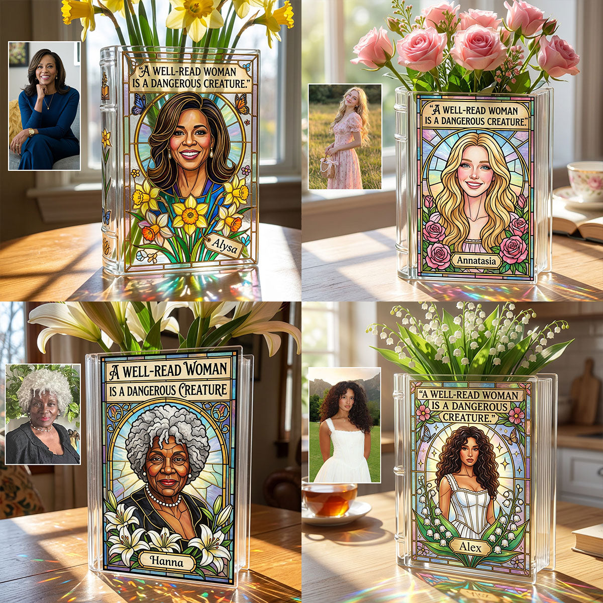 A Well-Read Woman Is A Dangerous Creature - Personalized Book Book Vase