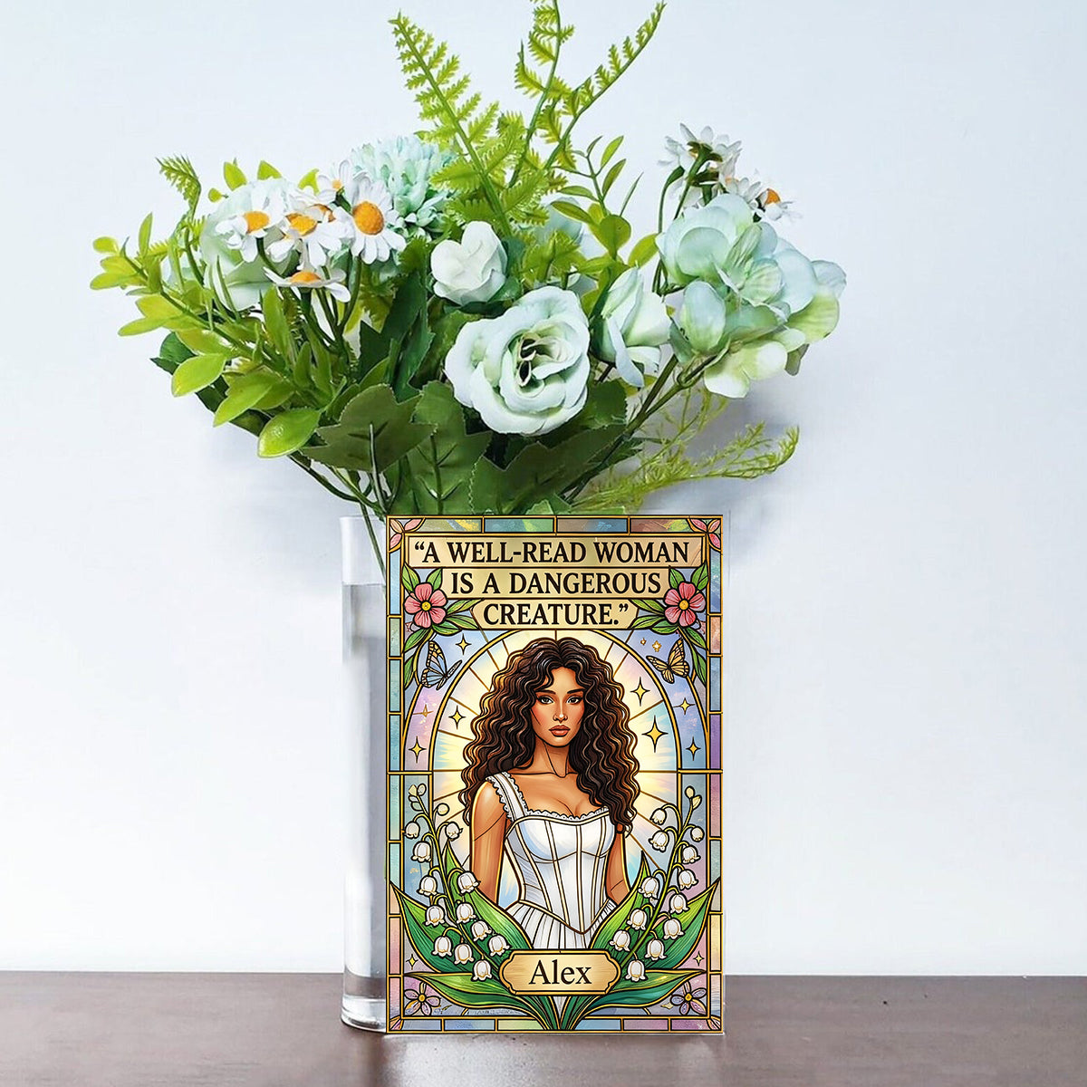 A Well-Read Woman Is A Dangerous Creature - Personalized Book Book Vase