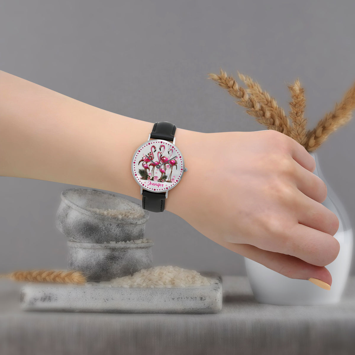 Elegant Flamingo - Personalized Flamingo Hand Watch