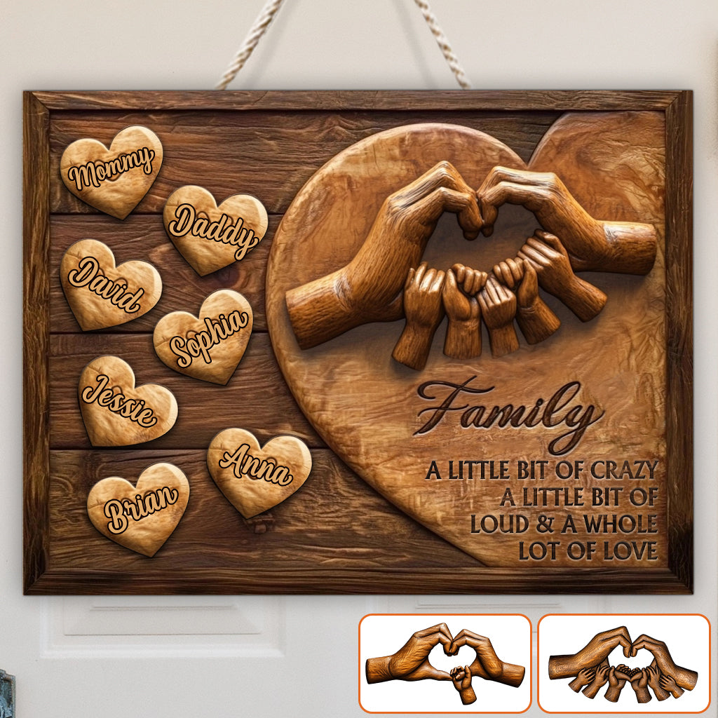 Family A Whole Lot Of Love - Personalized Family Custom Shaped Wood Sign