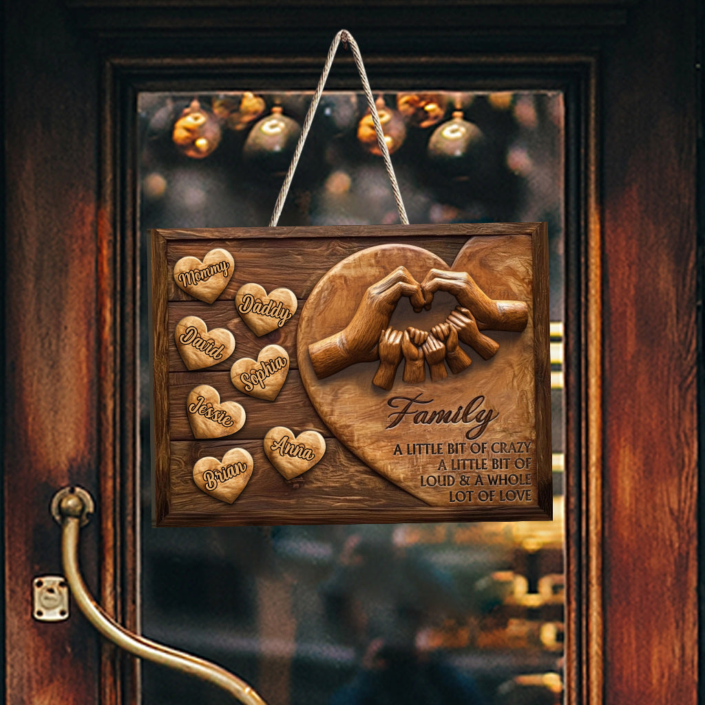 Family A Whole Lot Of Love - Personalized Family Custom Shaped Wood Sign