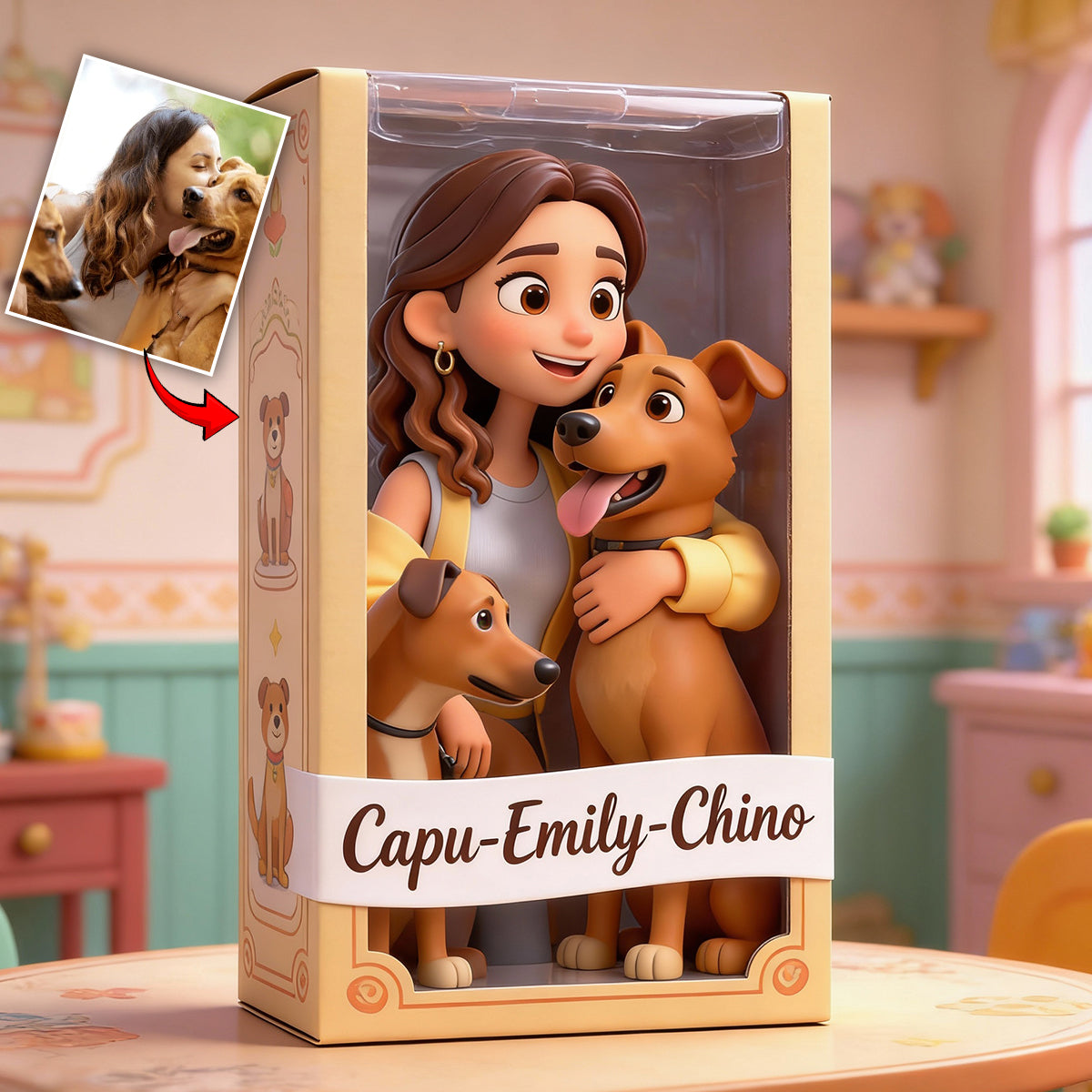 Ich liebe Hunde – Personalisierte Acrylplakette in Hundeform