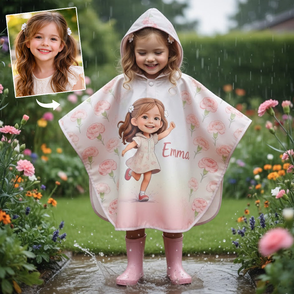Any Photo Perfect Gift For Kids - Personalized Kid Rain Poncho Coat