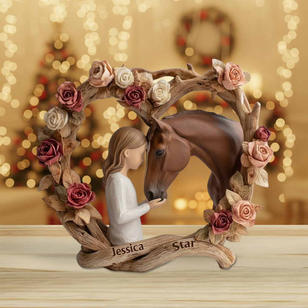 Pferdemädchen – Personalisierte Acrylplakette in Pferdeform