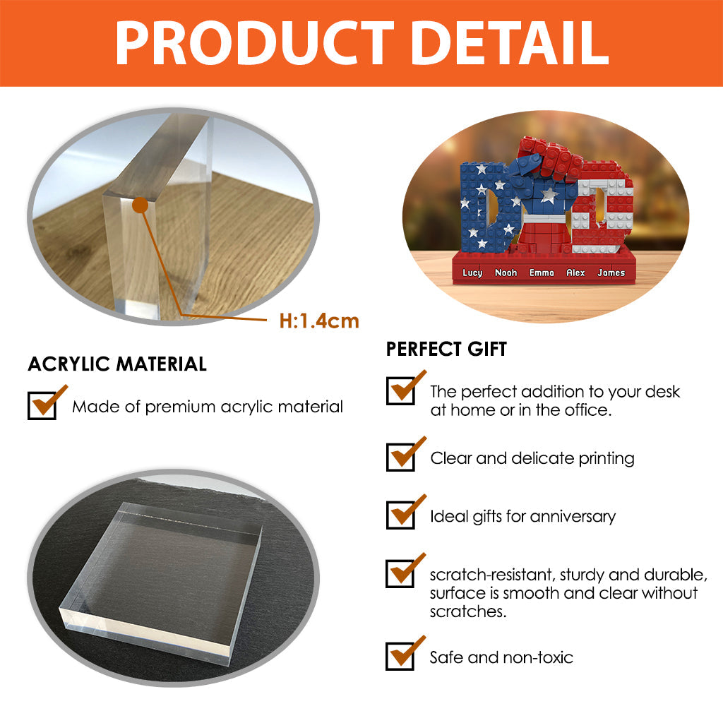 Starke Papa-Faust – Personalisierte Acrylplakette in individueller Form für Väter